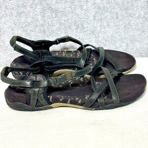 Merrell San Remo Strappy Leather Outdoors Sandals-Black-Women Size 9